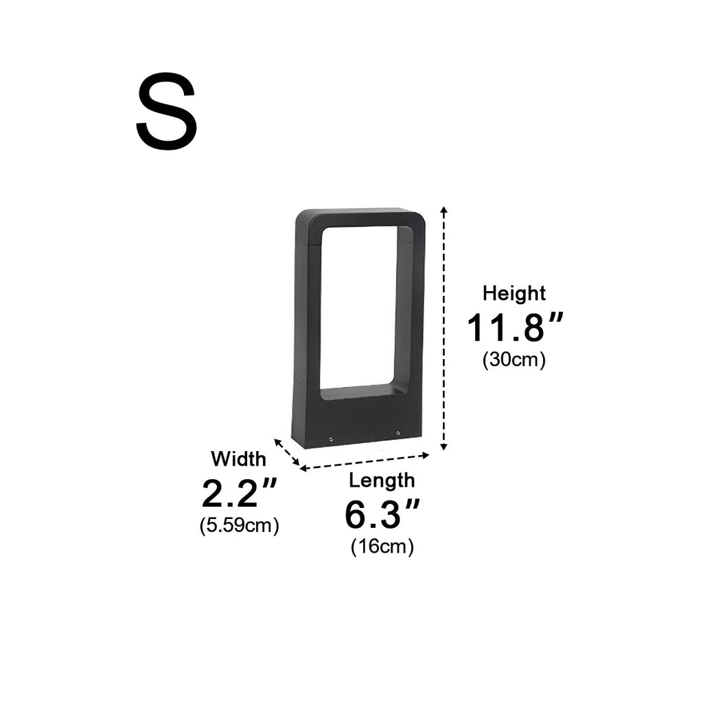 Lampe de Poteau Moderne Étanche à LED Noire en Cadre Rectangulaire