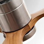 Ventilateur de plafond moderne en bois avec lumière et 6 vitesses inversibles