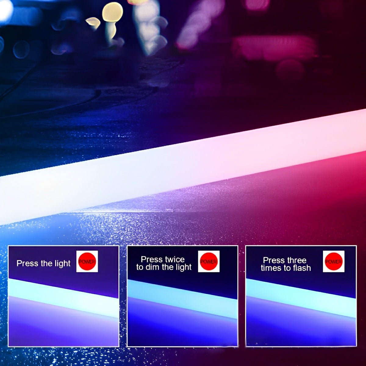 Tube LED 360° Portable Sans Fil Lumière Stick Atmosphère Rechargeable