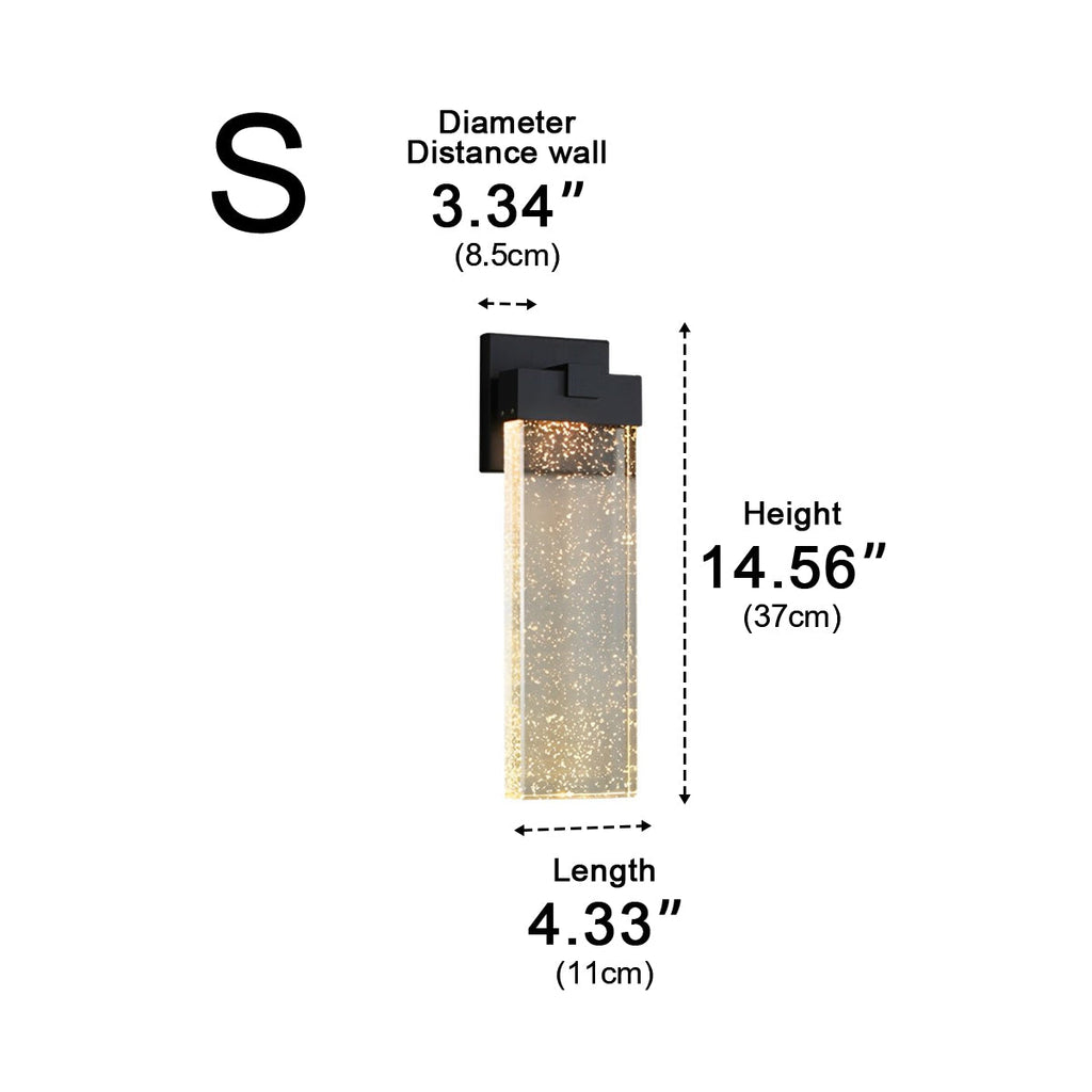 Applique Murale Moderne Étanche en Cristal à Bulles Rectangulaire LED