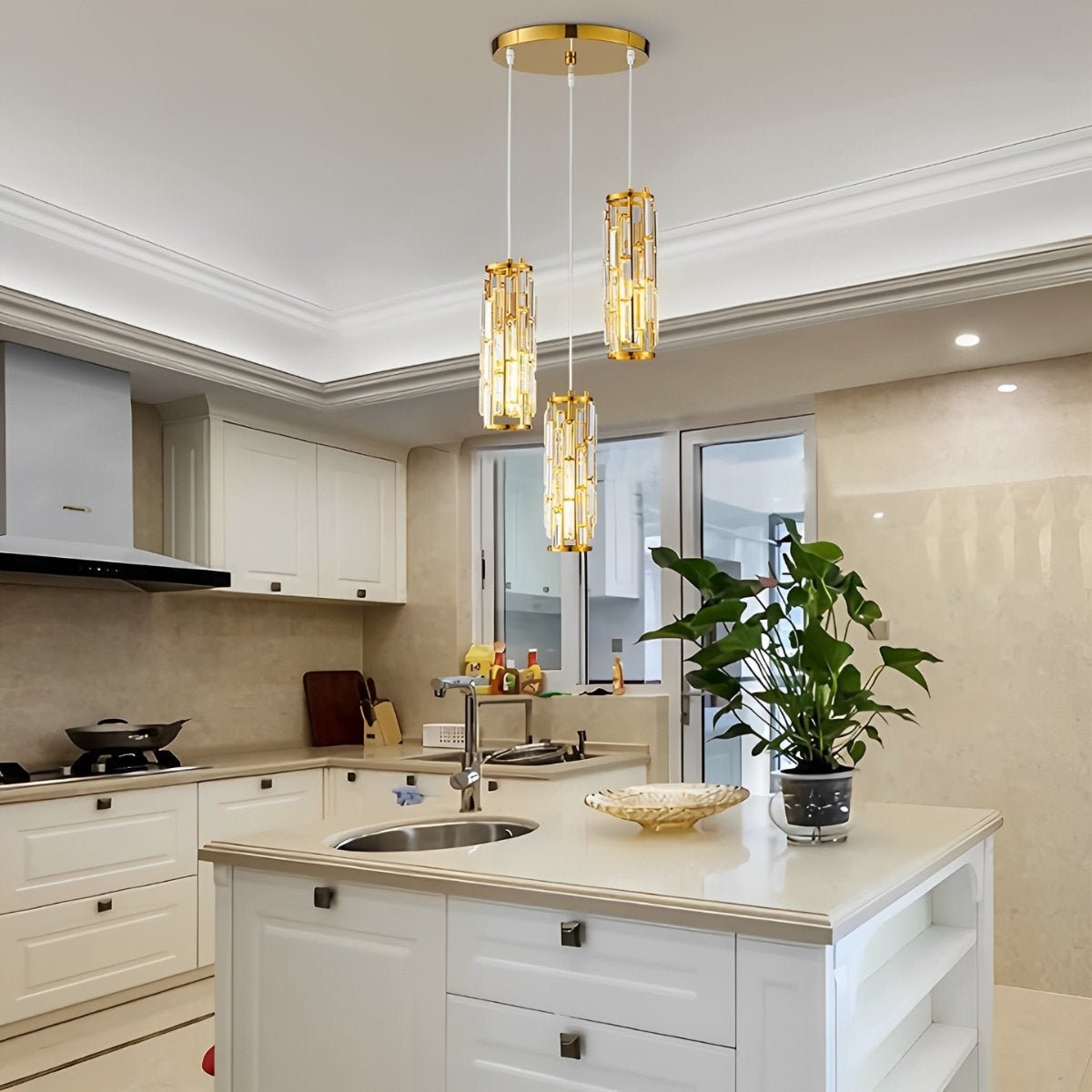 Lustre en Cristal de Verre avec Pendentif en Fer Créatif