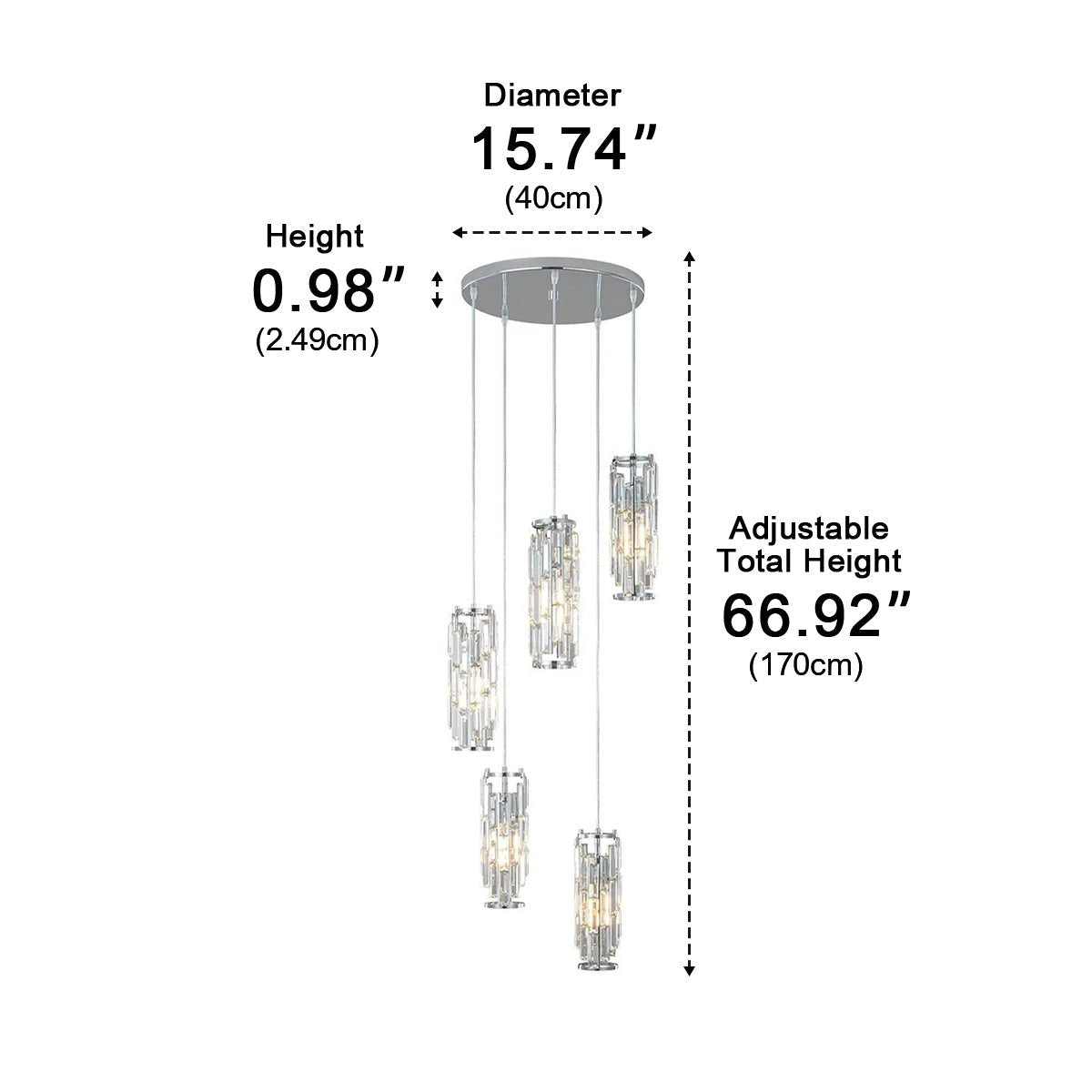 Lustre en Cristal de Verre avec Pendentif en Fer Créatif