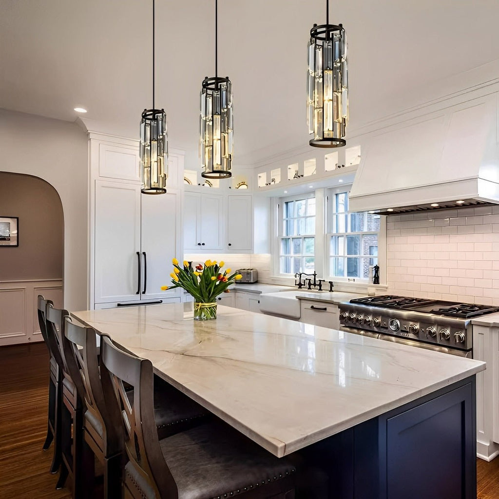 Lustre en Cristal de Verre avec Pendentif en Fer Créatif