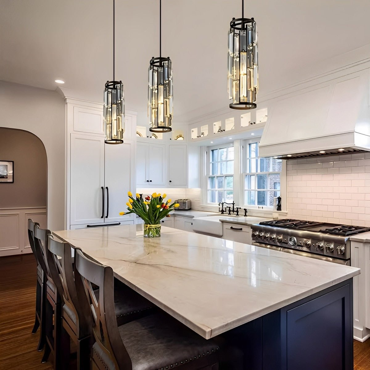 Lustre en Cristal de Verre avec Pendentif en Fer Créatif