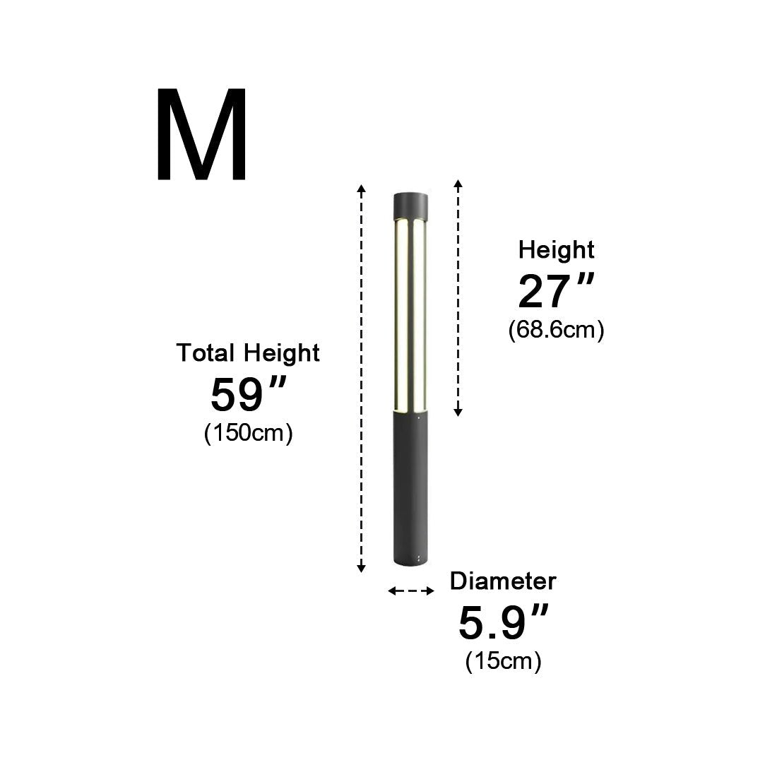 Lumières de Poste LED Cylindrique Noire Moderne Extérieure
