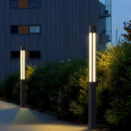 Lumières de Poste LED Cylindrique Noire Moderne Extérieure