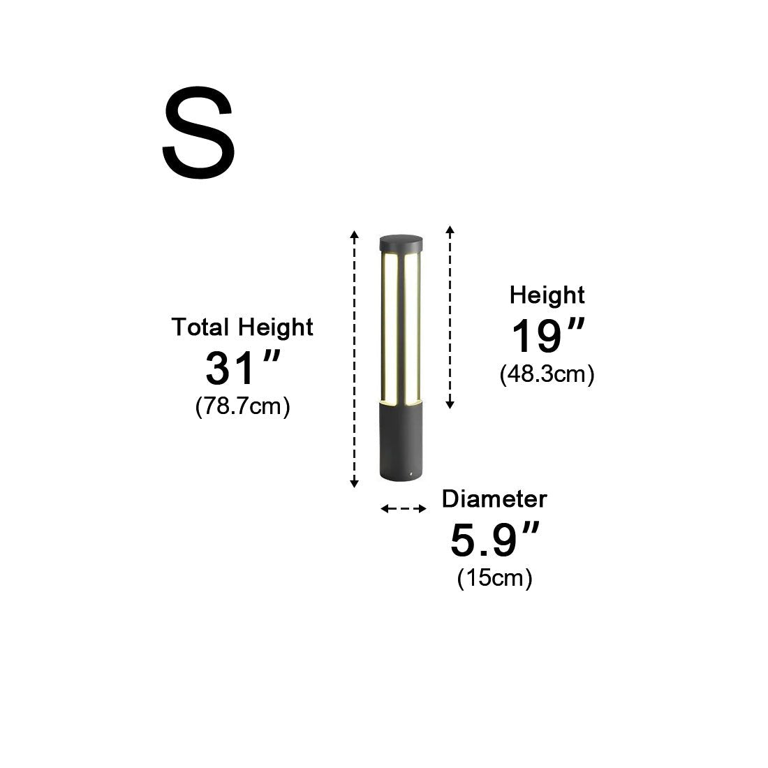 Lumières de Poste LED Cylindrique Noire Moderne Extérieure