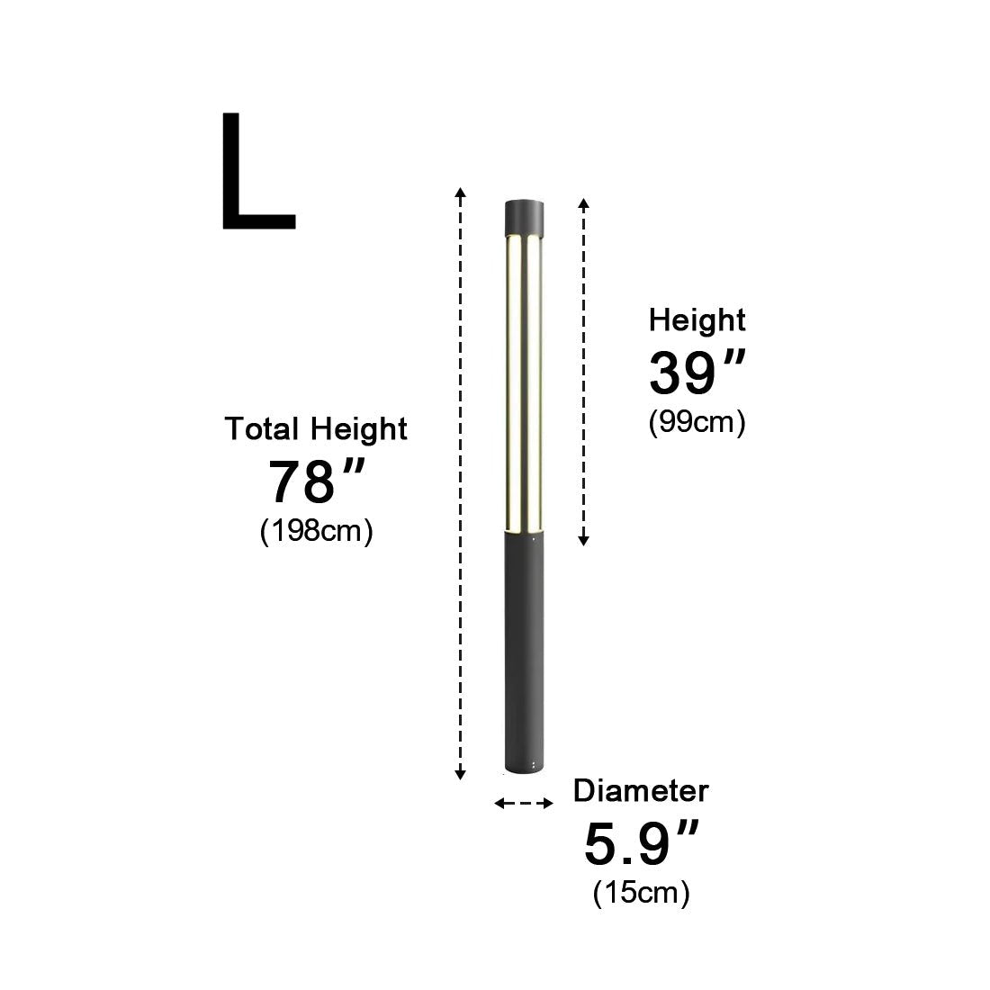 Lumières de Poste LED Cylindrique Noire Moderne Extérieure