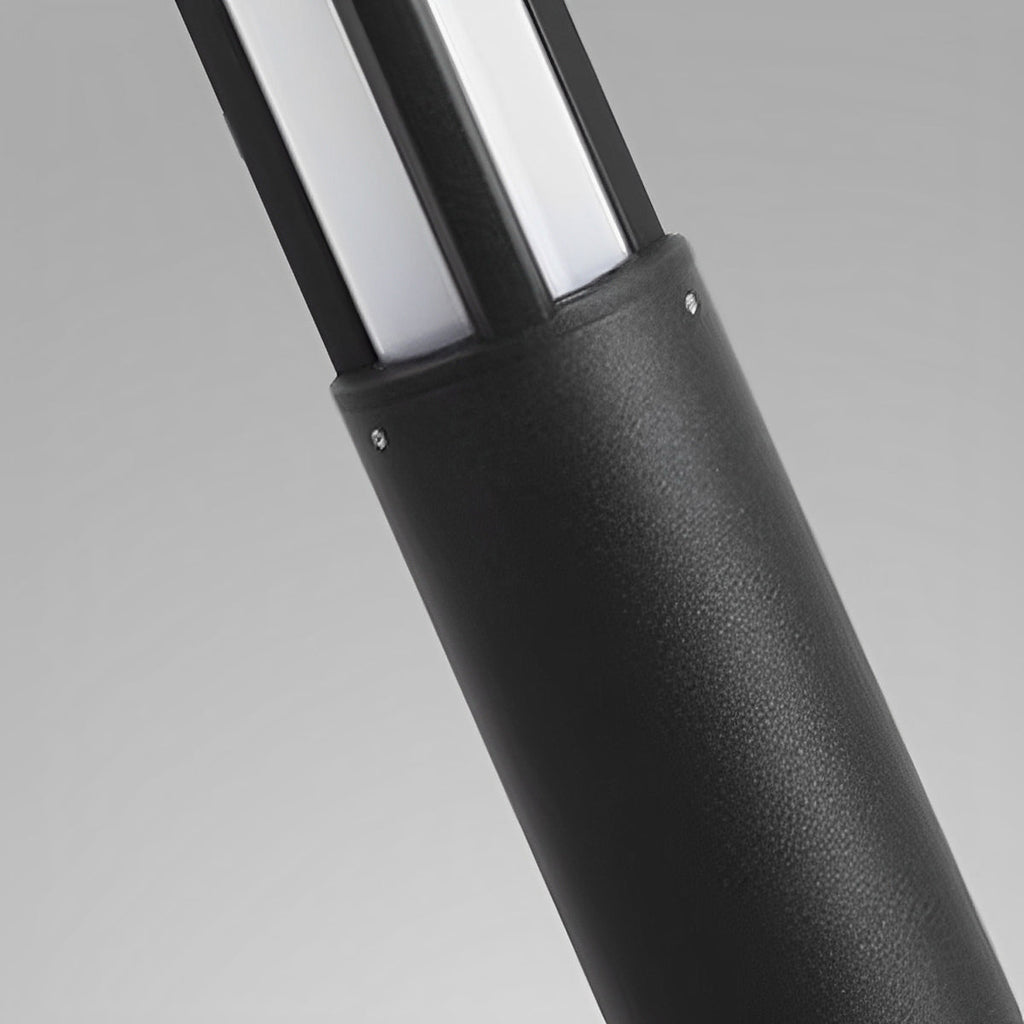 Lumières de Poste LED Cylindrique Noire Moderne Extérieure