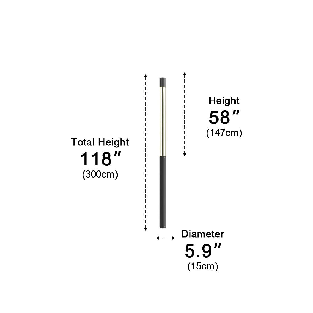 Lumières de Poste LED Cylindrique Noire Moderne Extérieure