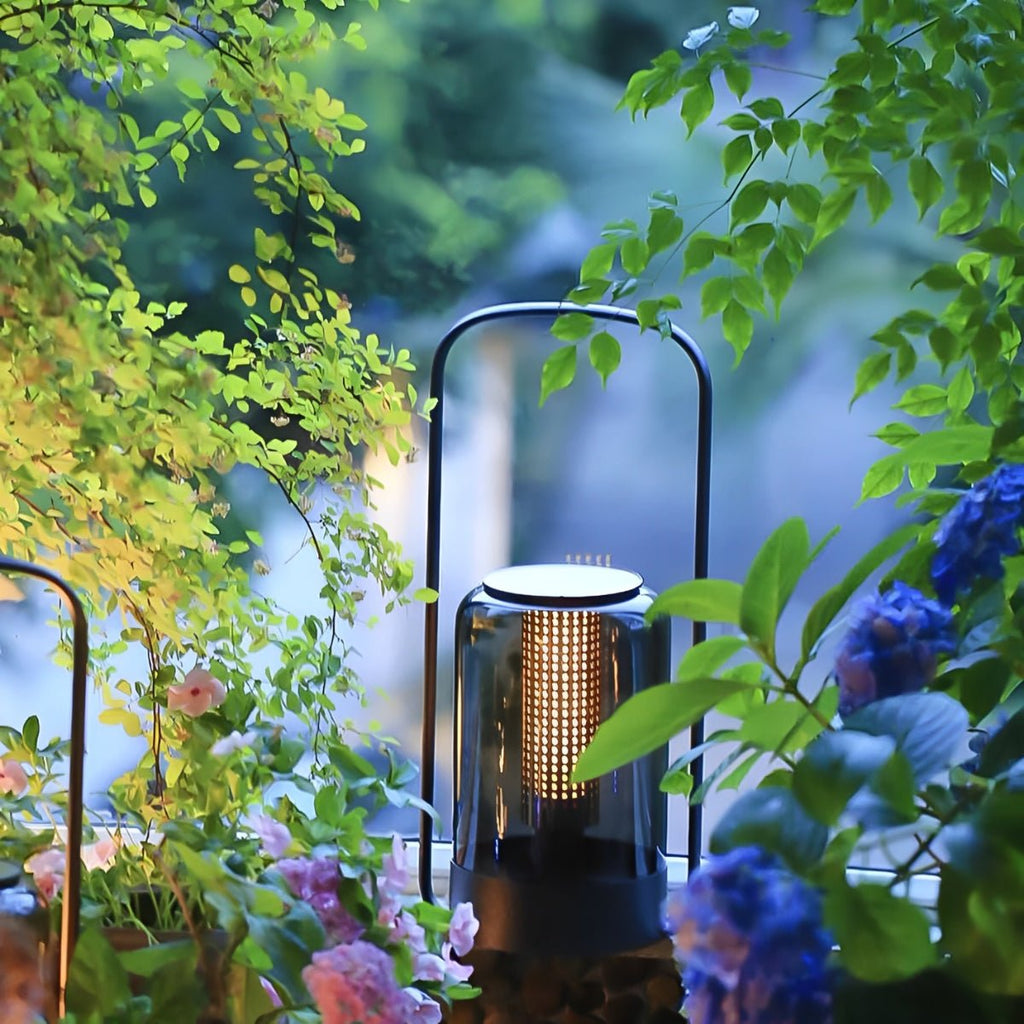 Lampe de table et de sol extérieure LED solaire étanche en cylindre