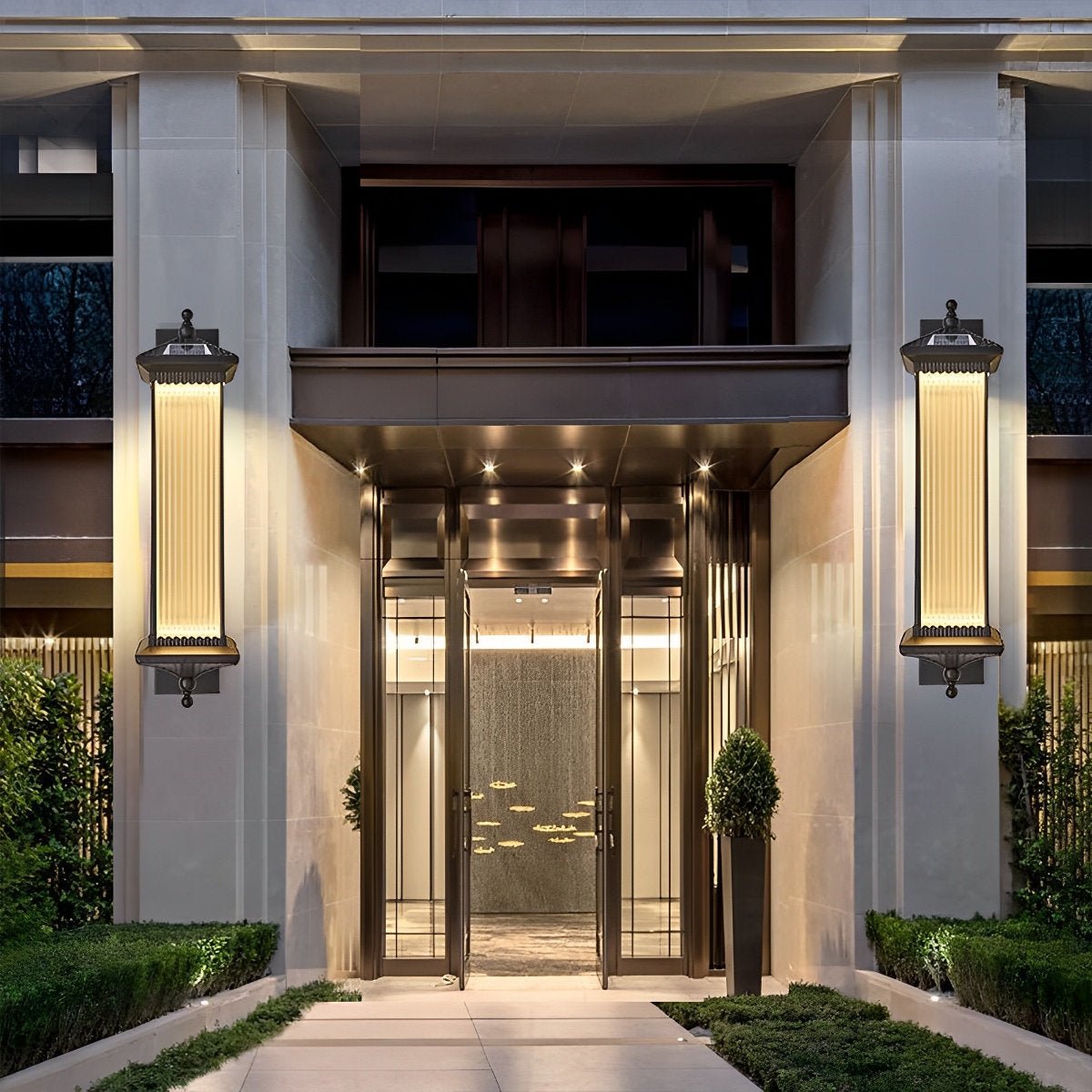 Luminaires muraux solaires en verre rétro rayé étanches