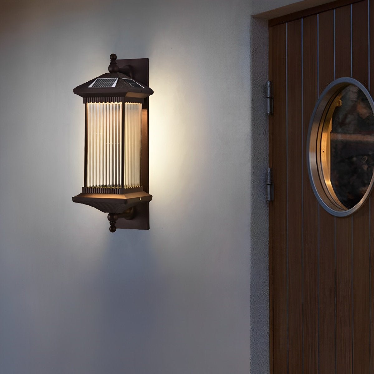 Luminaires muraux solaires en verre rétro rayé étanches