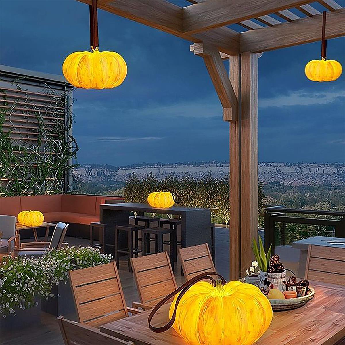 Lanternes Citrouille LED Étanches pour Halloween Éclairage Paysager Extérieur