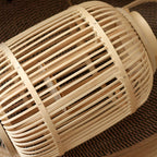 Lampe sur pied en bambou tissé à la main avec lanterne LED