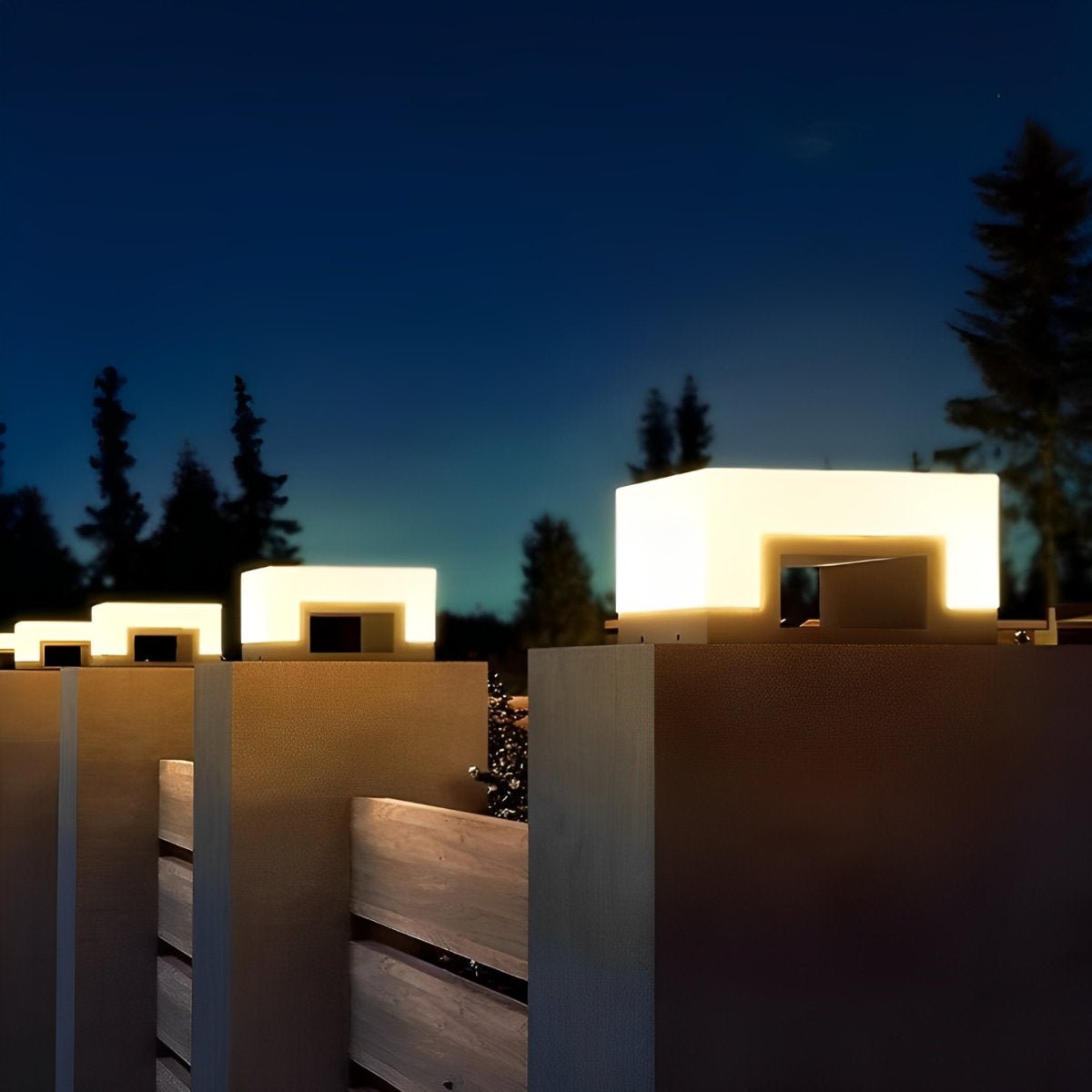 Lumières de Poteau Solaire Modernes Étanches LED Noires Carrées Minimalistes