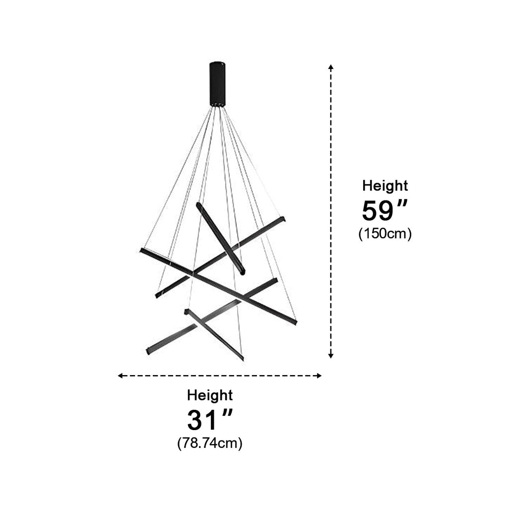 Chandelier Moderne Noir LED à Dimming Continu Minimaliste
