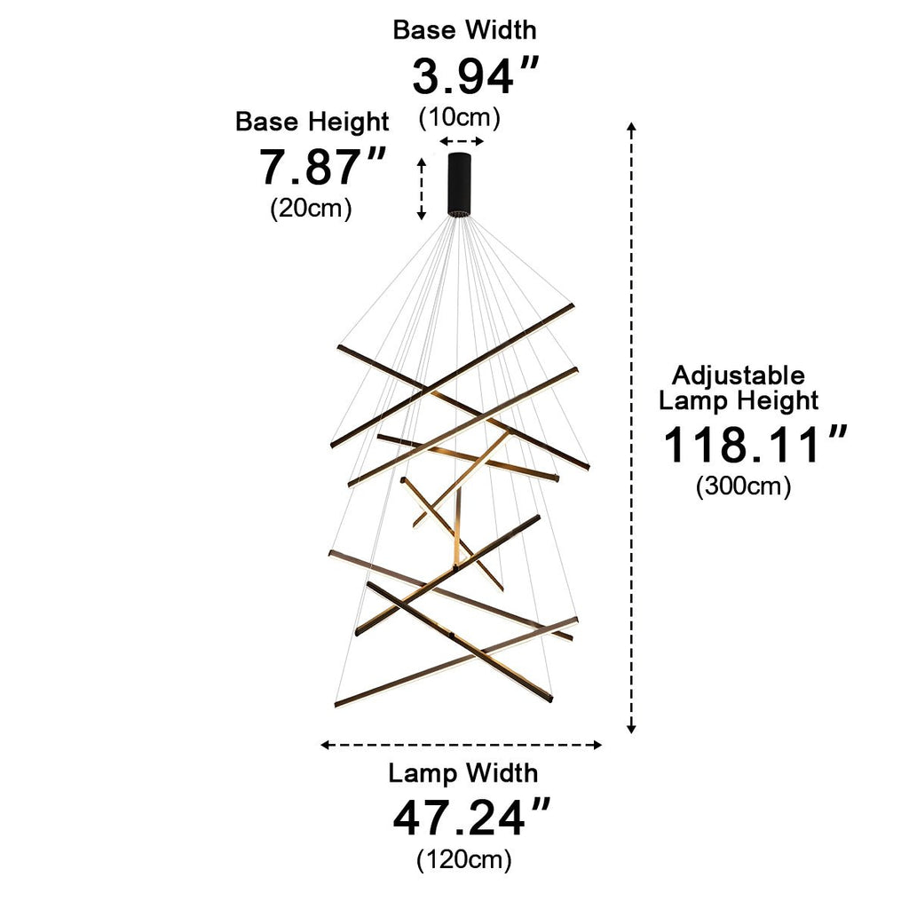 Chandelier Moderne Noir LED à Dimming Continu Minimaliste