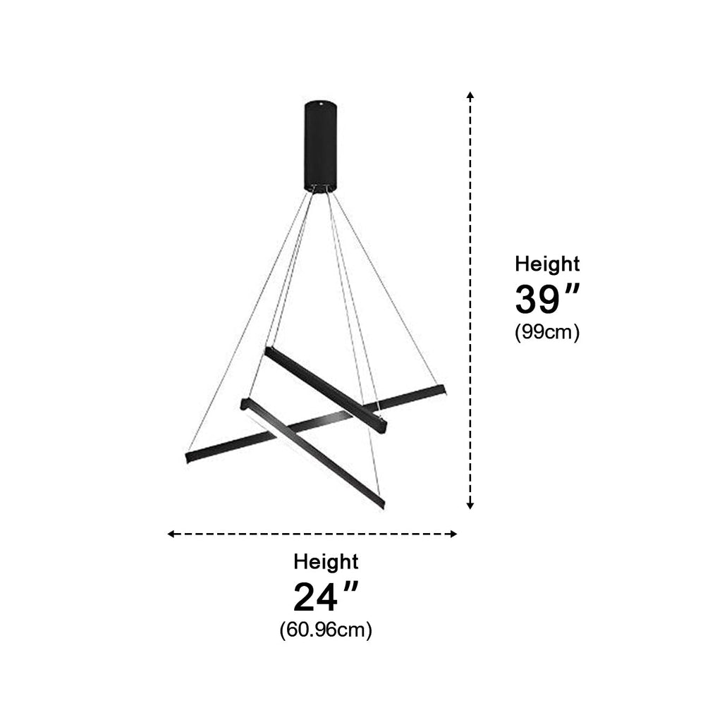 Chandelier Moderne Noir LED à Dimming Continu Minimaliste