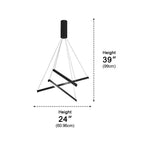 Chandelier Moderne Noir LED à Dimming Continu Minimaliste
