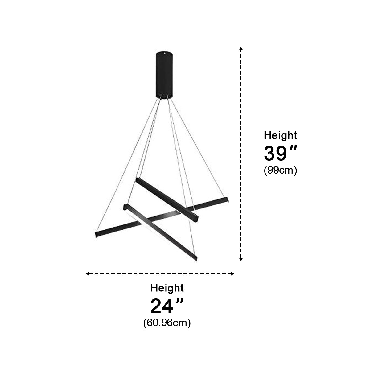 Chandelier Moderne Noir LED à Dimming Continu Minimaliste