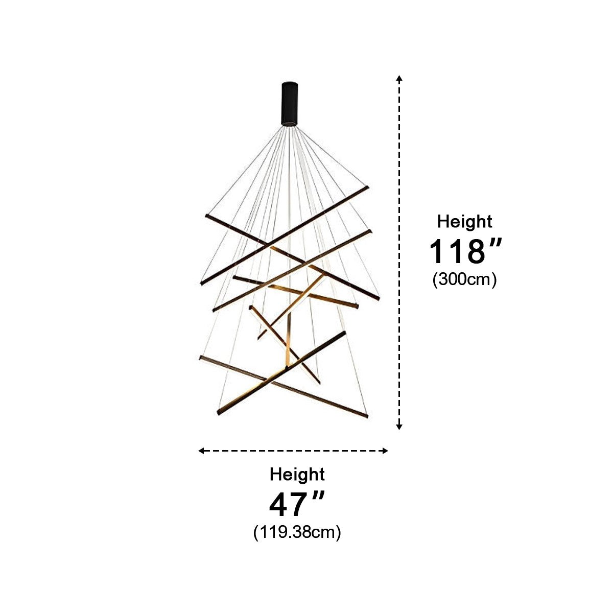 Chandelier Moderne Noir LED à Dimming Continu Minimaliste