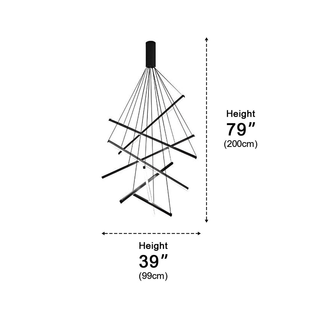 Chandelier Moderne Noir LED à Dimming Continu Minimaliste