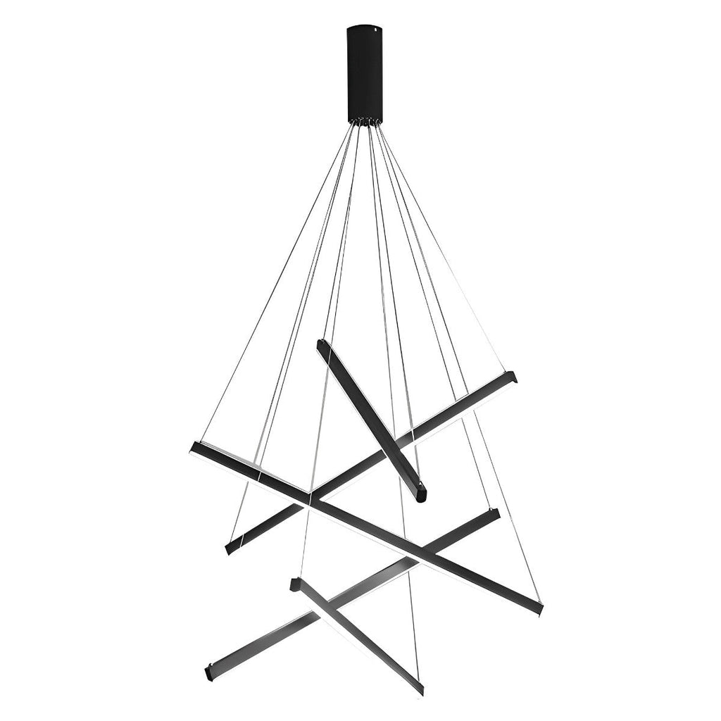 Chandelier Moderne Noir LED à Dimming Continu Minimaliste