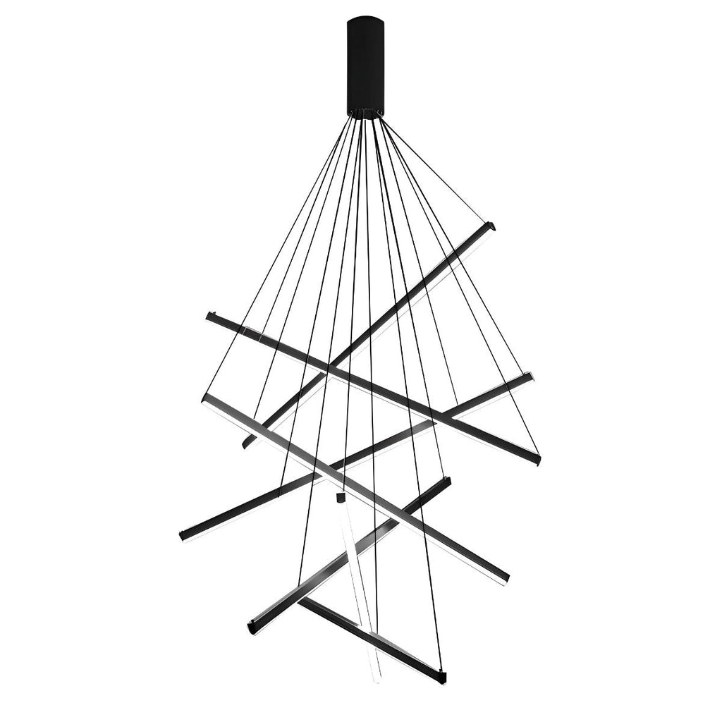 Chandelier Moderne Noir LED à Dimming Continu Minimaliste