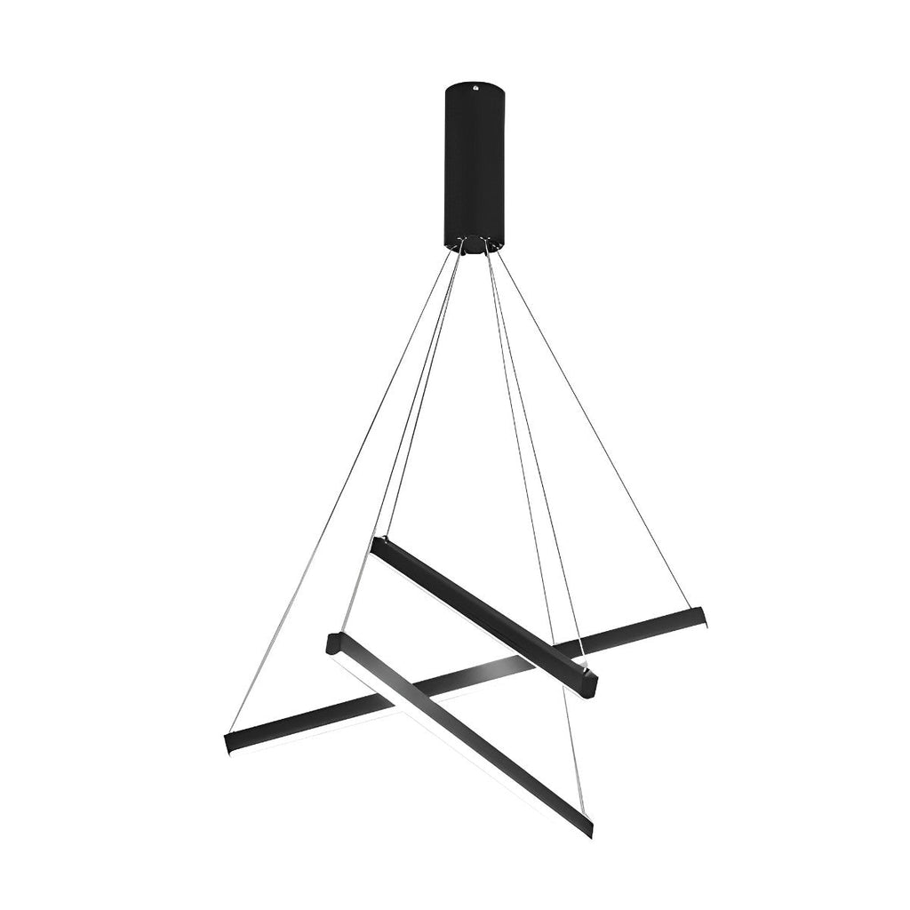 Chandelier Moderne Noir LED à Dimming Continu Minimaliste