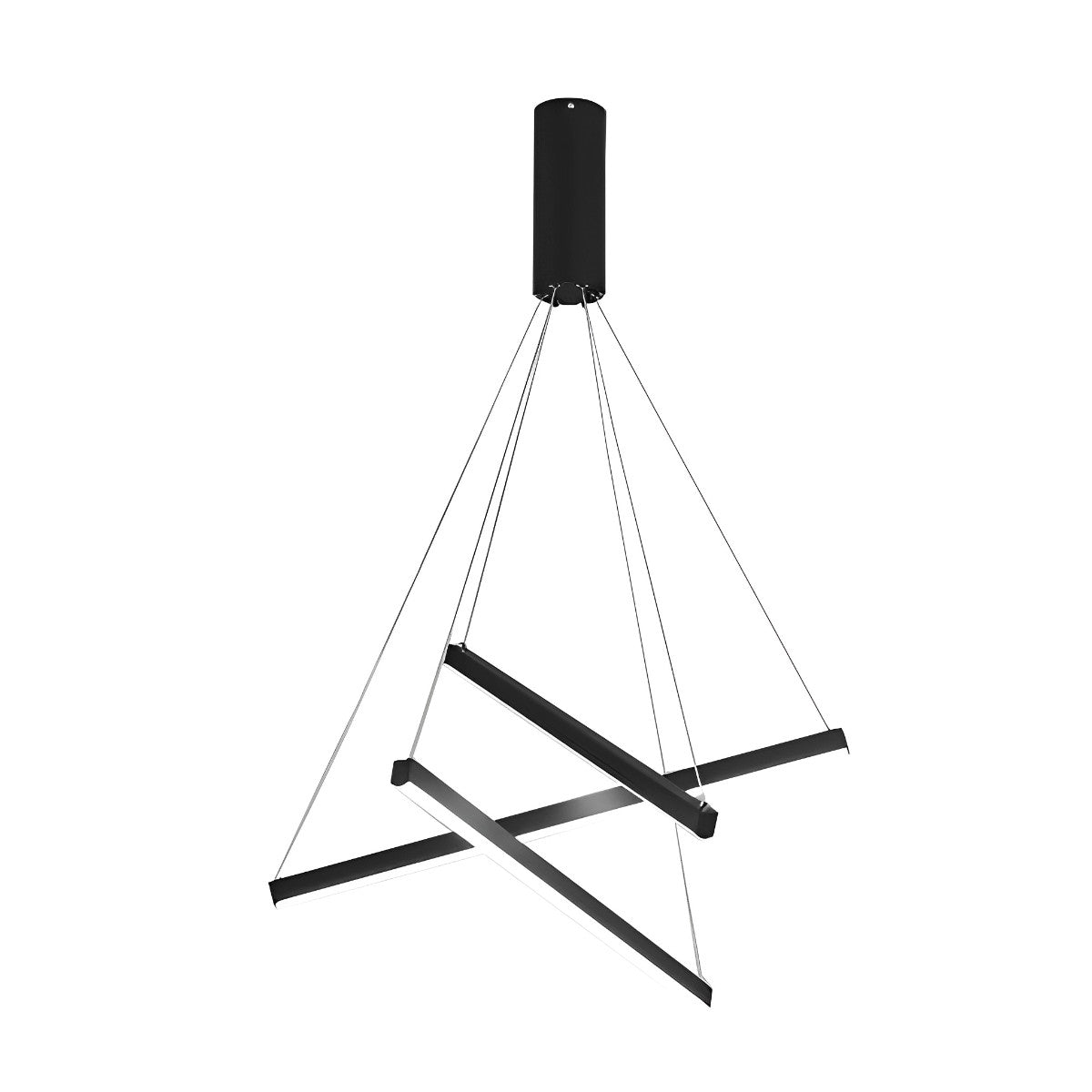 Chandelier Moderne Noir LED à Dimming Continu Minimaliste