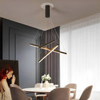 Chandelier Moderne Noir LED à Dimming Continu Minimaliste