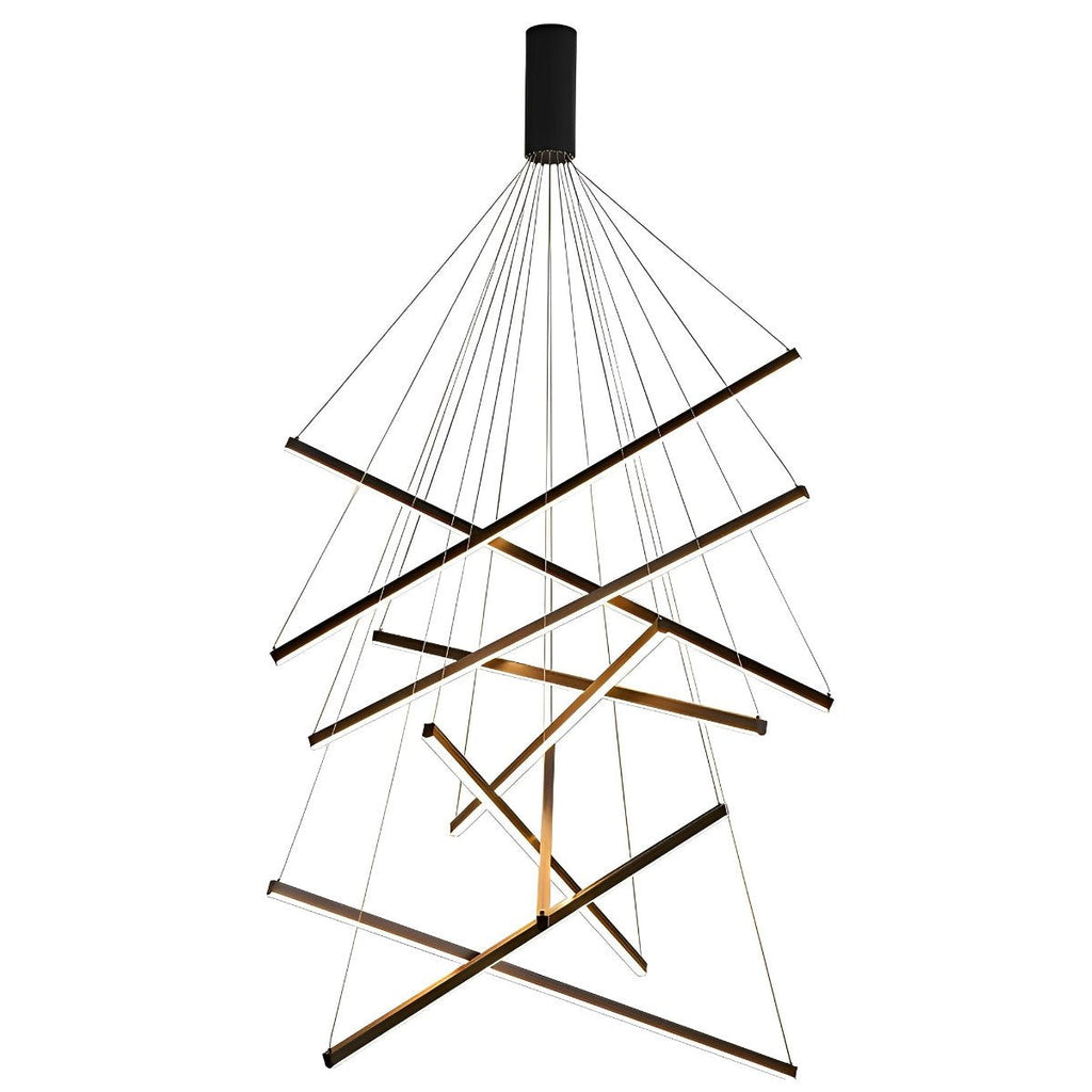 Chandelier Moderne Noir LED à Dimming Continu Minimaliste