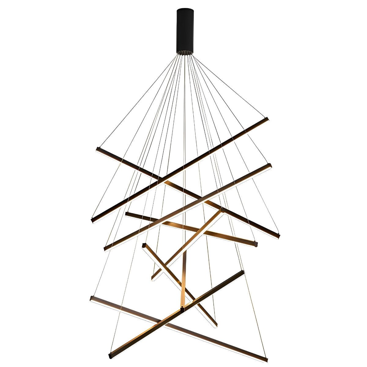 Chandelier Moderne Noir LED à Dimming Continu Minimaliste