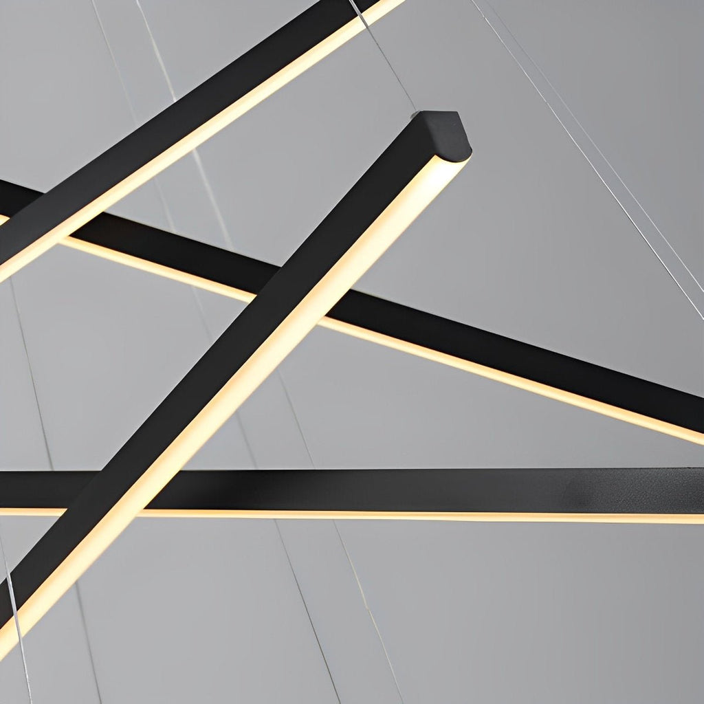 Chandelier Moderne Noir LED à Dimming Continu Minimaliste