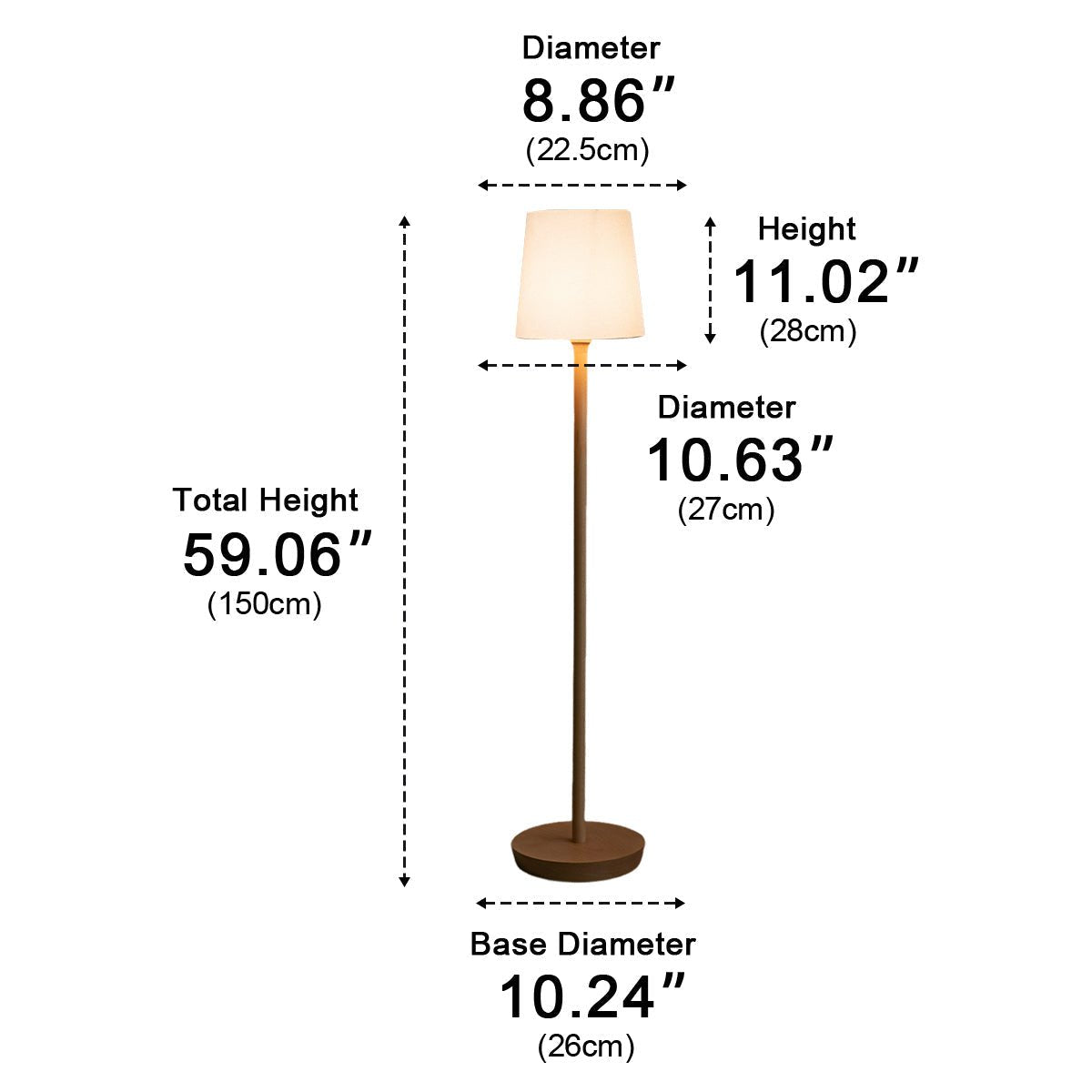 Lampe sur pied LED avec abat-jour en tissu et bois de hêtre moderne