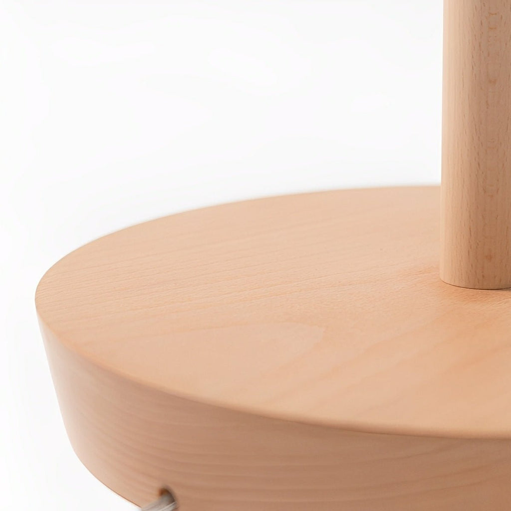 Lampe sur pied LED avec abat-jour en tissu et bois de hêtre moderne