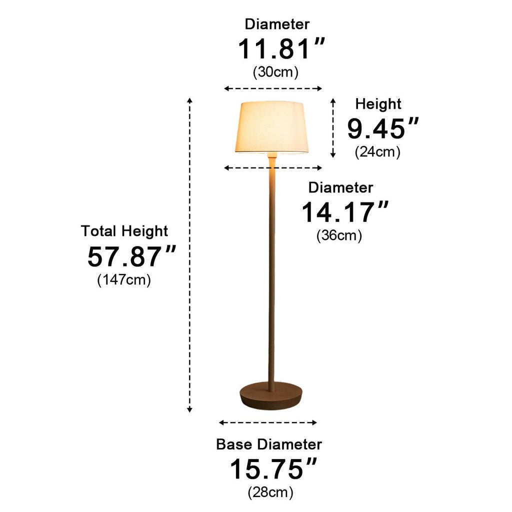 Lampe sur pied LED avec abat-jour en tissu et bois de hêtre moderne