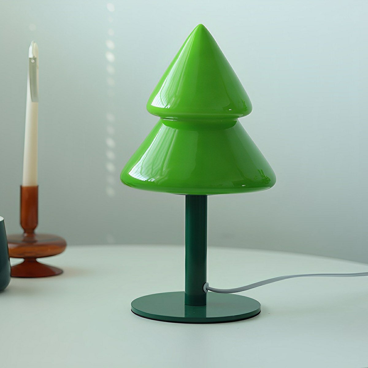 Lampe de Table LED en Verre Arbre de Noël Moderne à Brancher