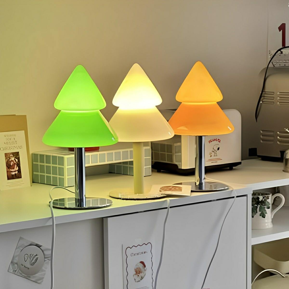 Lampe de Table LED en Verre Arbre de Noël Moderne à Brancher