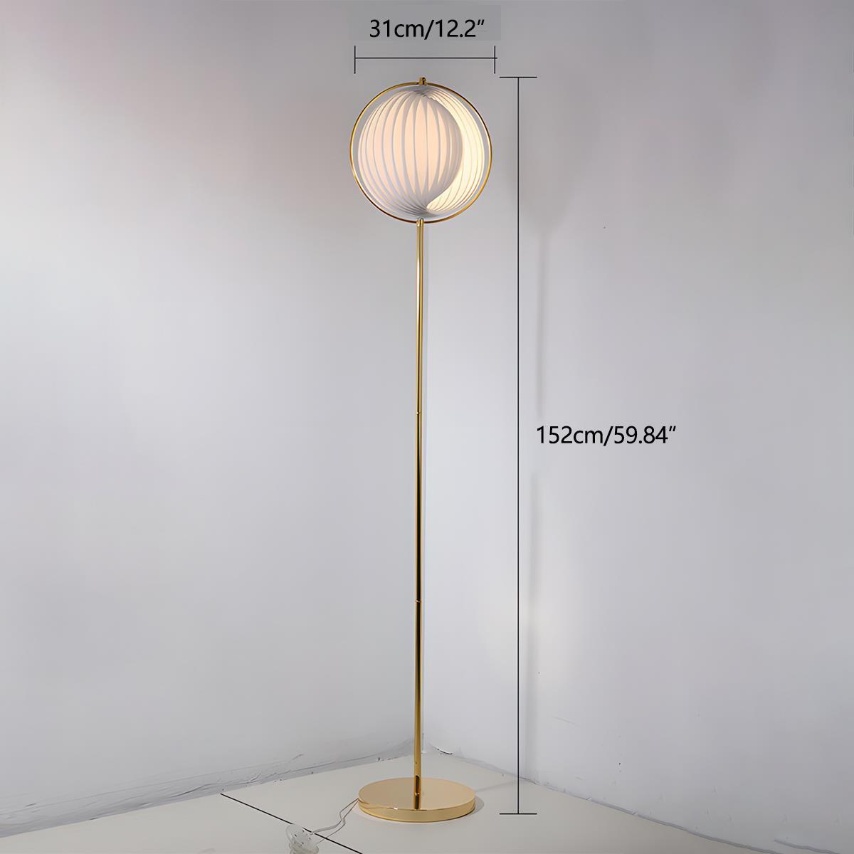 Lampe sur pied LED Globe avec abat-jour plissé moderne
