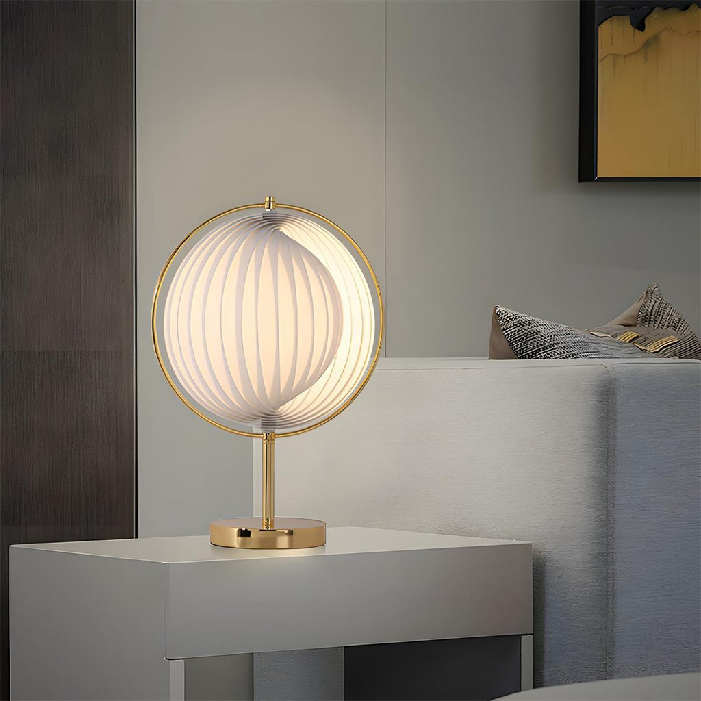 Lampe sur pied LED Globe avec abat-jour plissé moderne
