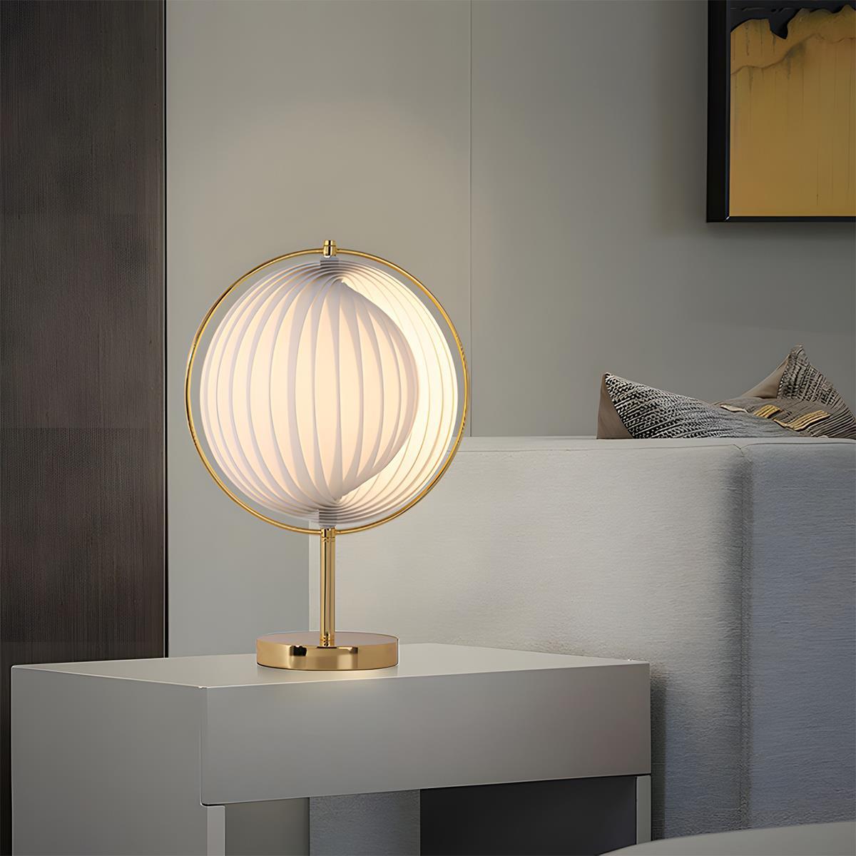 Lampe sur pied LED Globe avec abat-jour plissé moderne