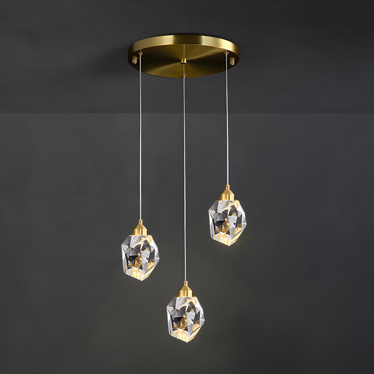 Luminaires suspendus en cristal et laiton moderne dimmables
