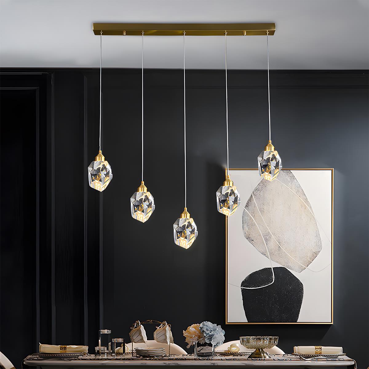 Luminaires suspendus en cristal et laiton moderne dimmables