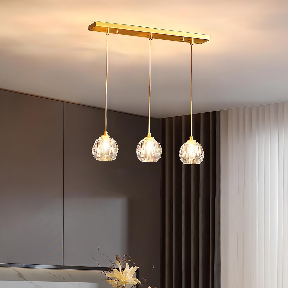 Luminaires suspendus en cristal et laiton moderne dimmables