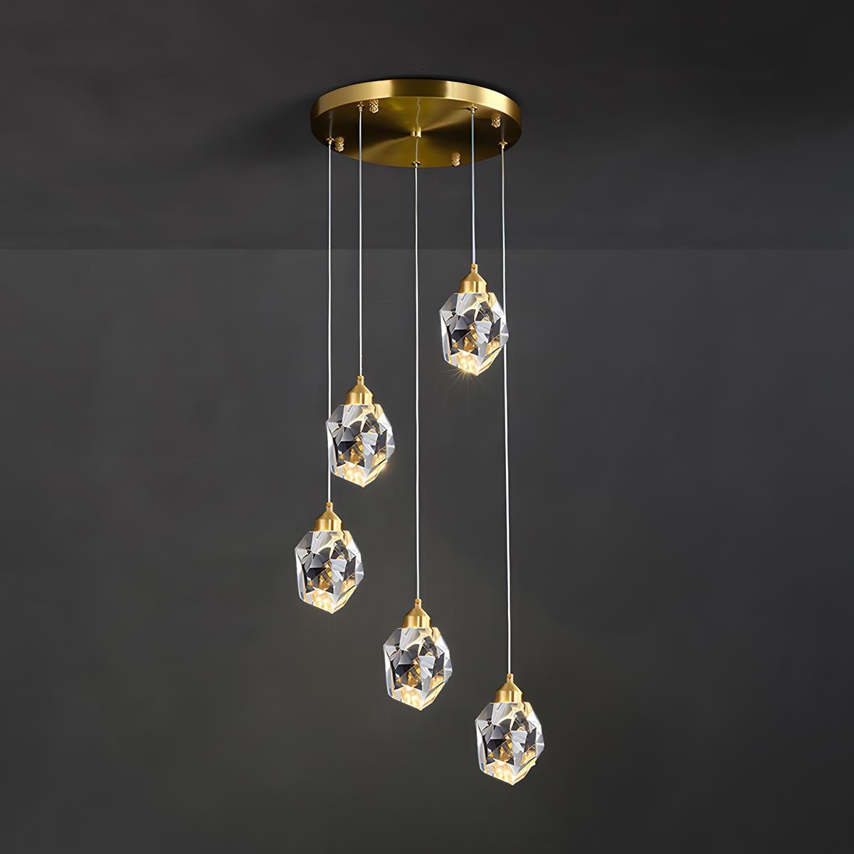Luminaires suspendus en cristal et laiton moderne dimmables
