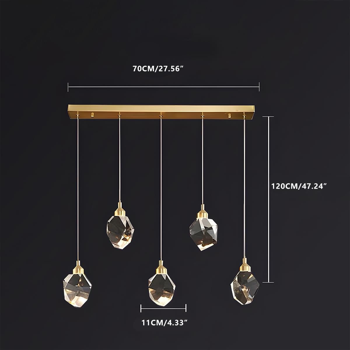 Luminaires suspendus en cristal et laiton moderne dimmables