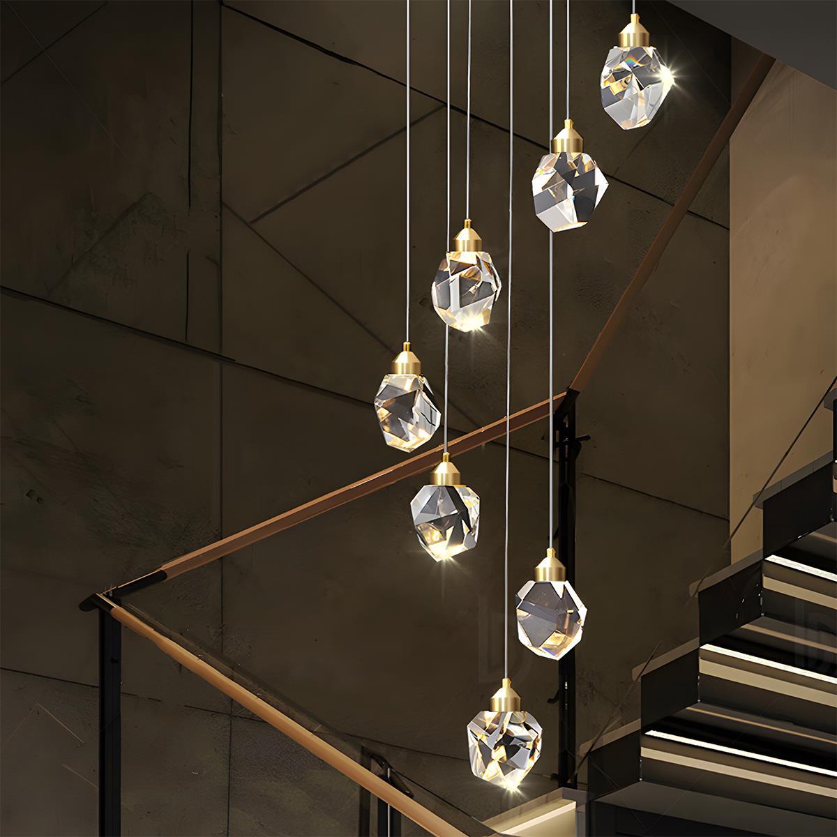 Luminaires suspendus en cristal et laiton moderne dimmables