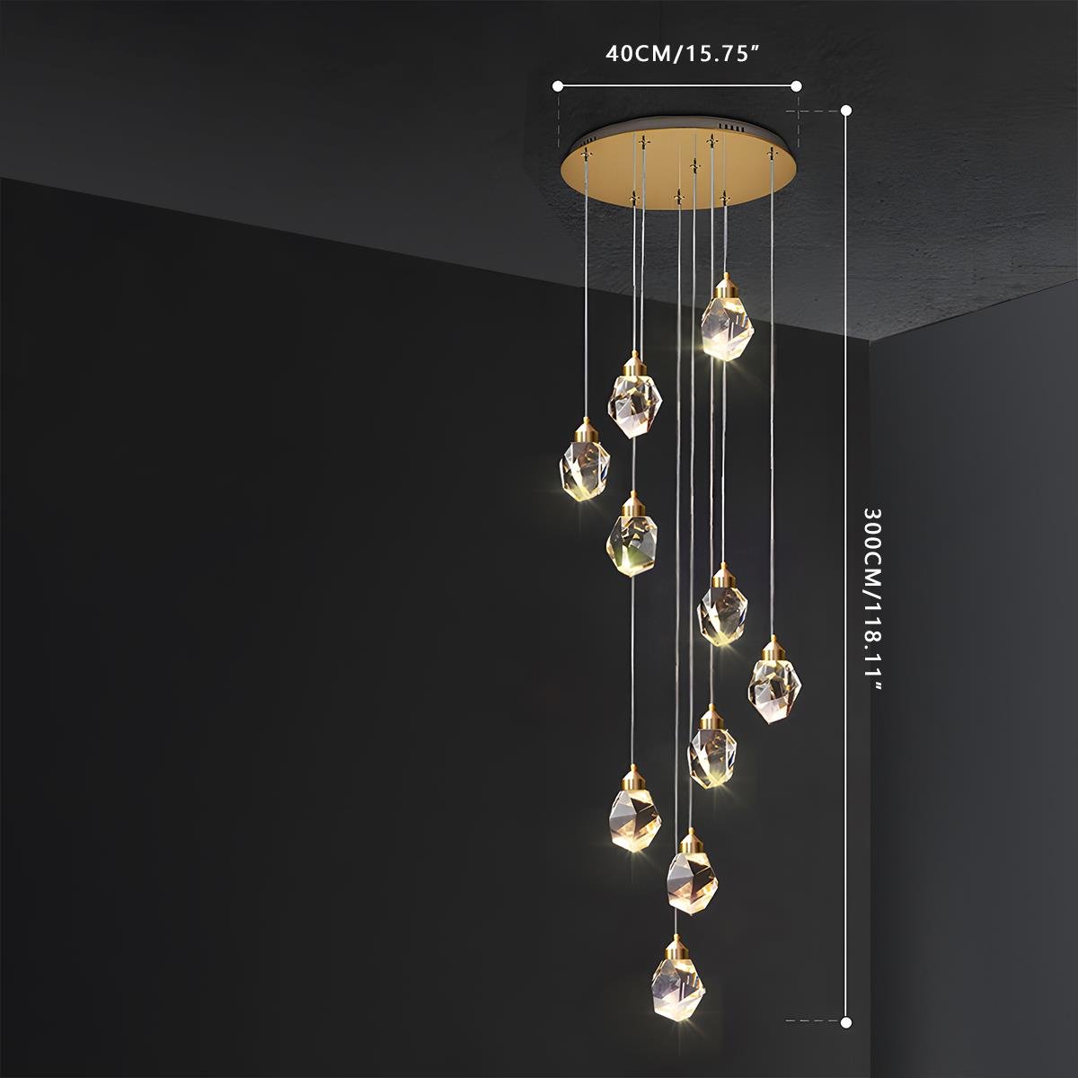 Luminaires suspendus en cristal et laiton moderne dimmables